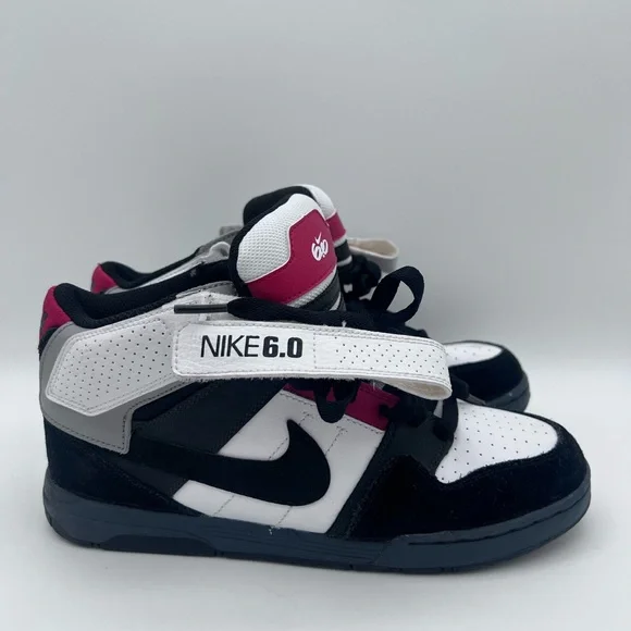 Nike Mogan Mid Sneakers Red Black 407716-103 Youth Size Play Shoes